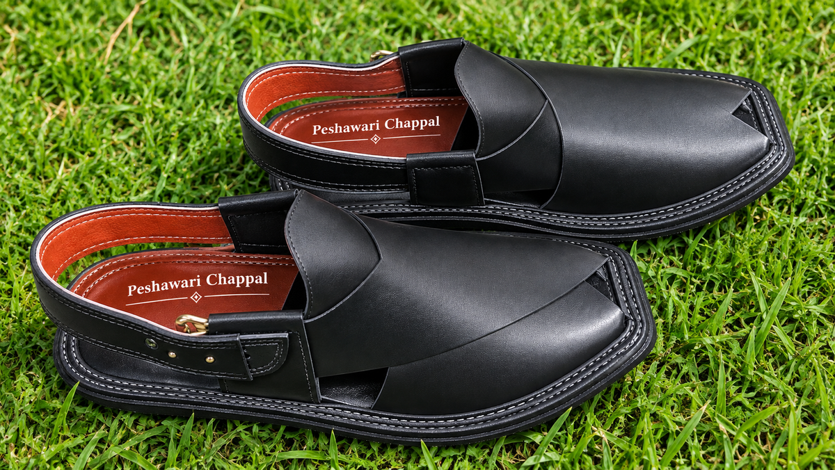 Premium Black Peshawari Chappal | Men Leather Chappal